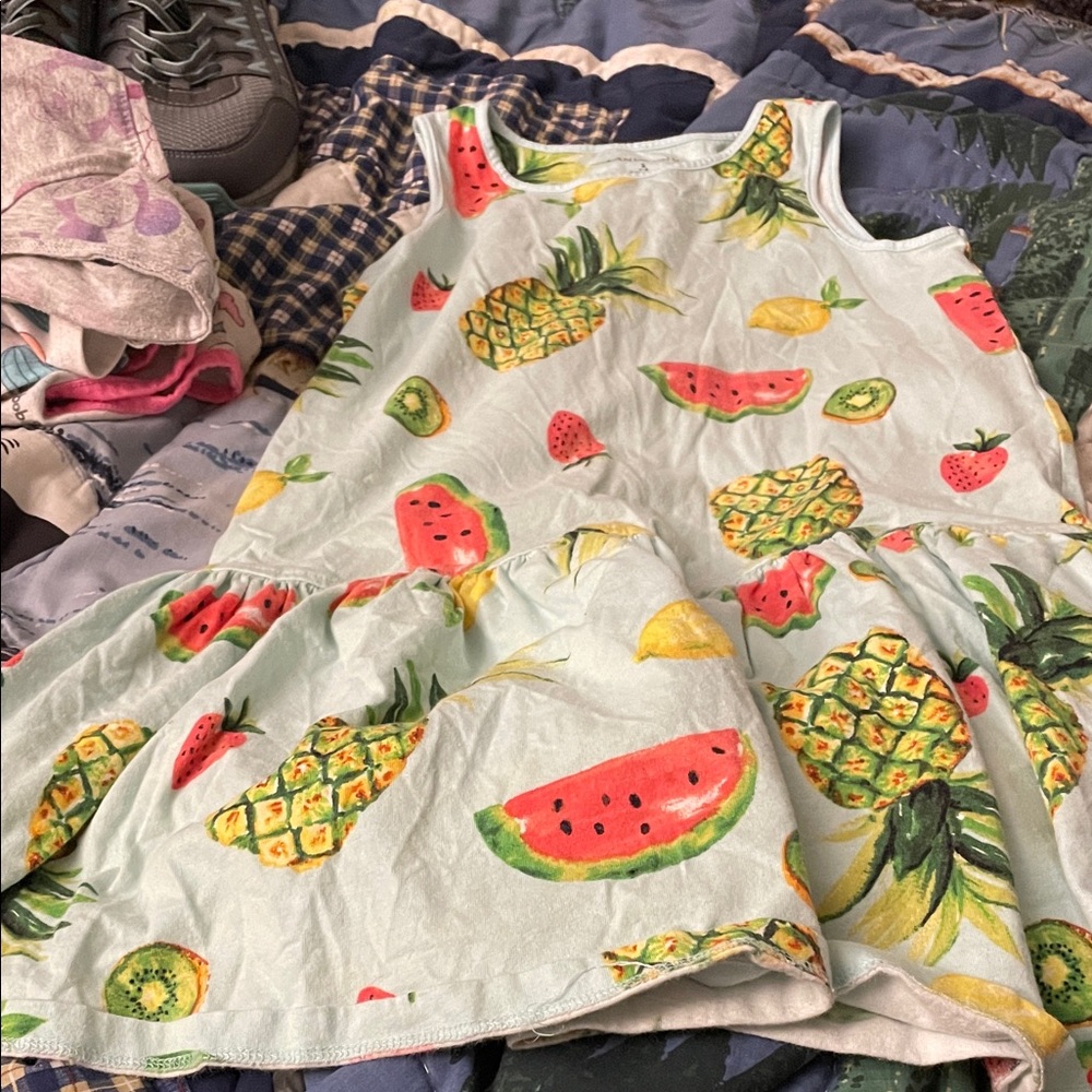 Lands' End Kids Dress with Pineapple and Watermelon Print